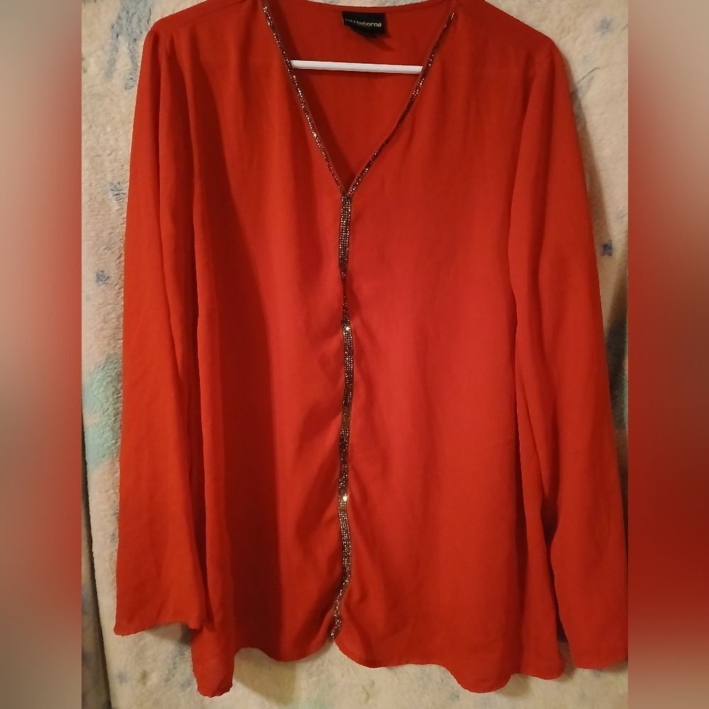 Liz Claiborne Woman Embellished Blouse Womens Size 1X